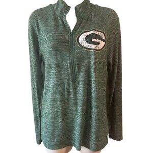 NFL Team Apparel Pullover Women's Green Bay Packers NFL 1/4 Zip Football Small